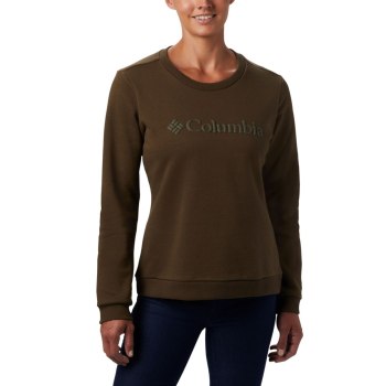 Columbia Ženske Majice S Kapuljačom - Logo Crew Top Maslinasto Zelene | YMLR-71602